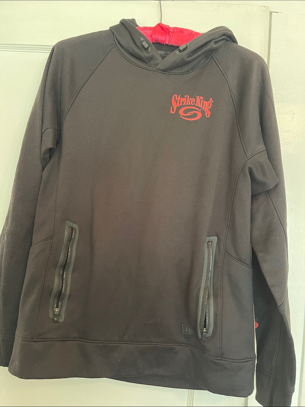 New Era Black Hoodie with Red Logo